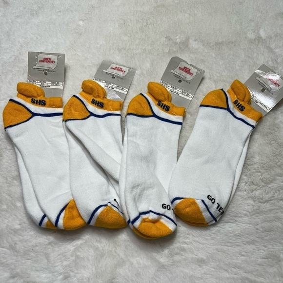 SHS GO TEAM - yellow/gold and blue college or high school socks size 8-13 - Picture 3 of 4